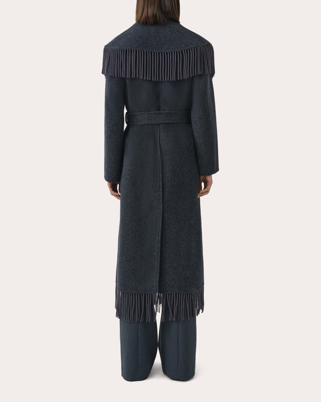 Carrie Fringe Wool Wrap Coat