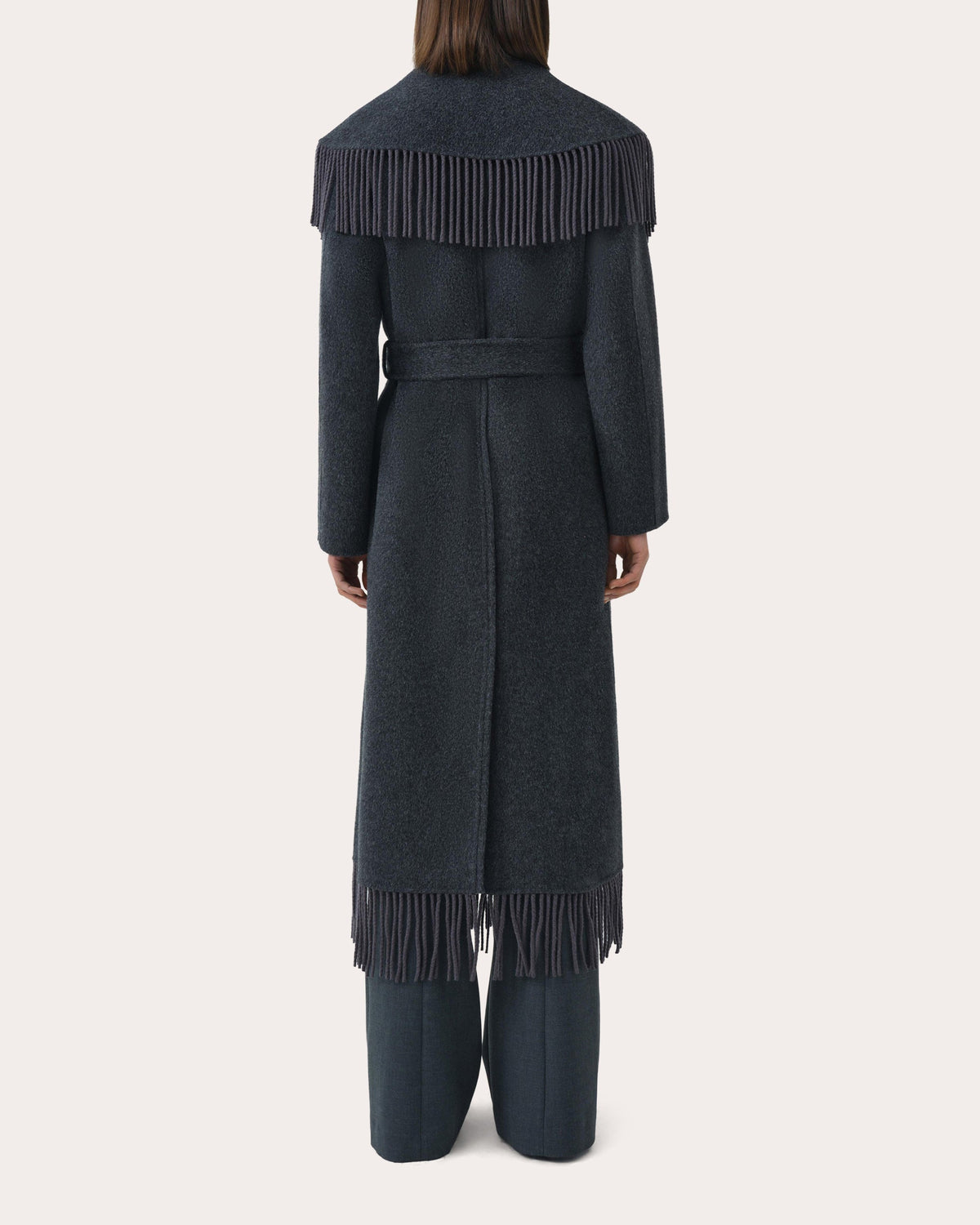 Carrie Fringe Wool Wrap Coat