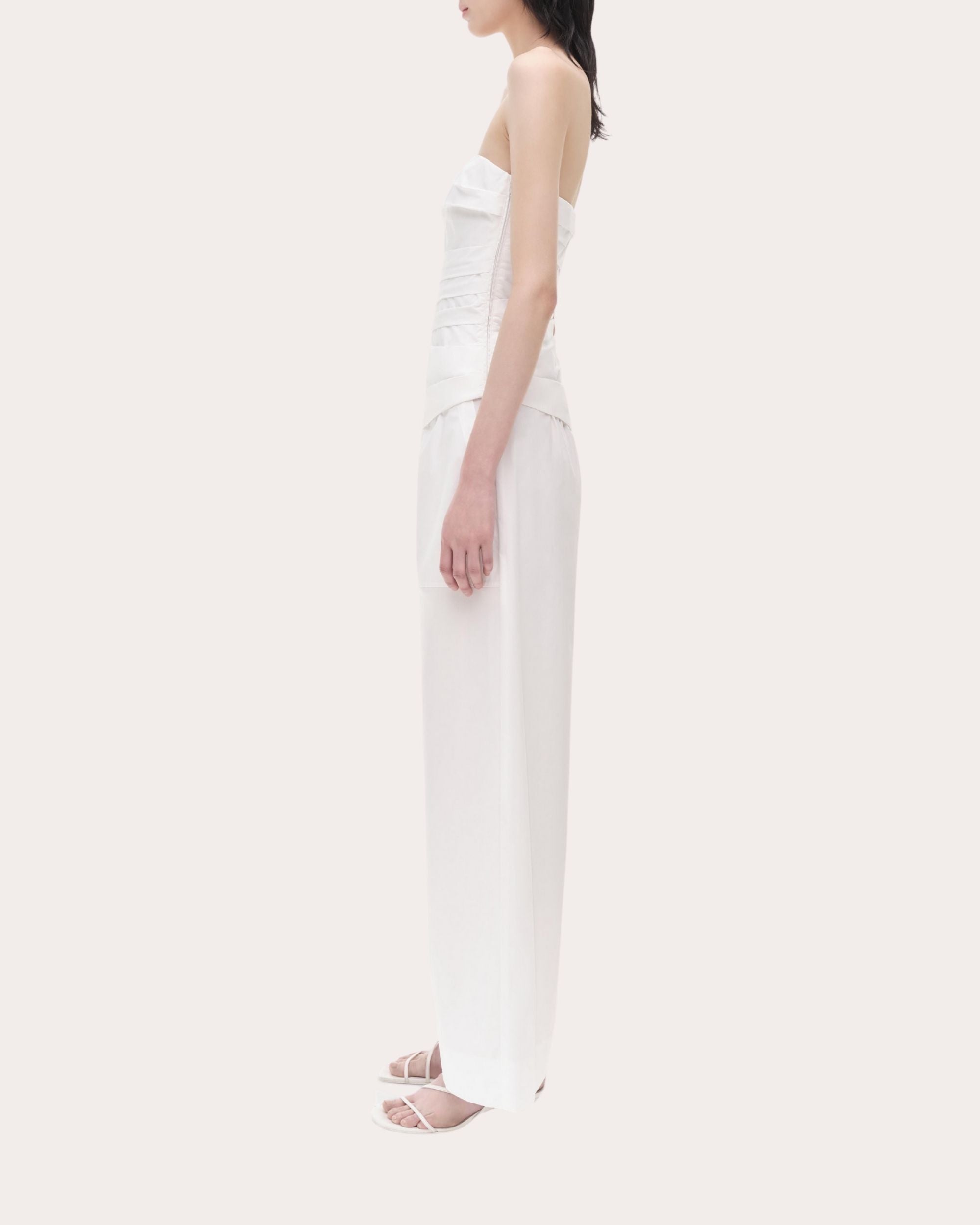 Emerson Poplin Ruched Bustier Top