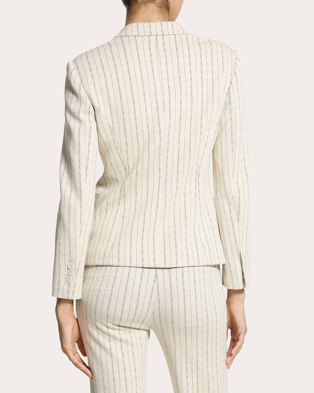 Stripe Shrunken Single-Breasted Blazer