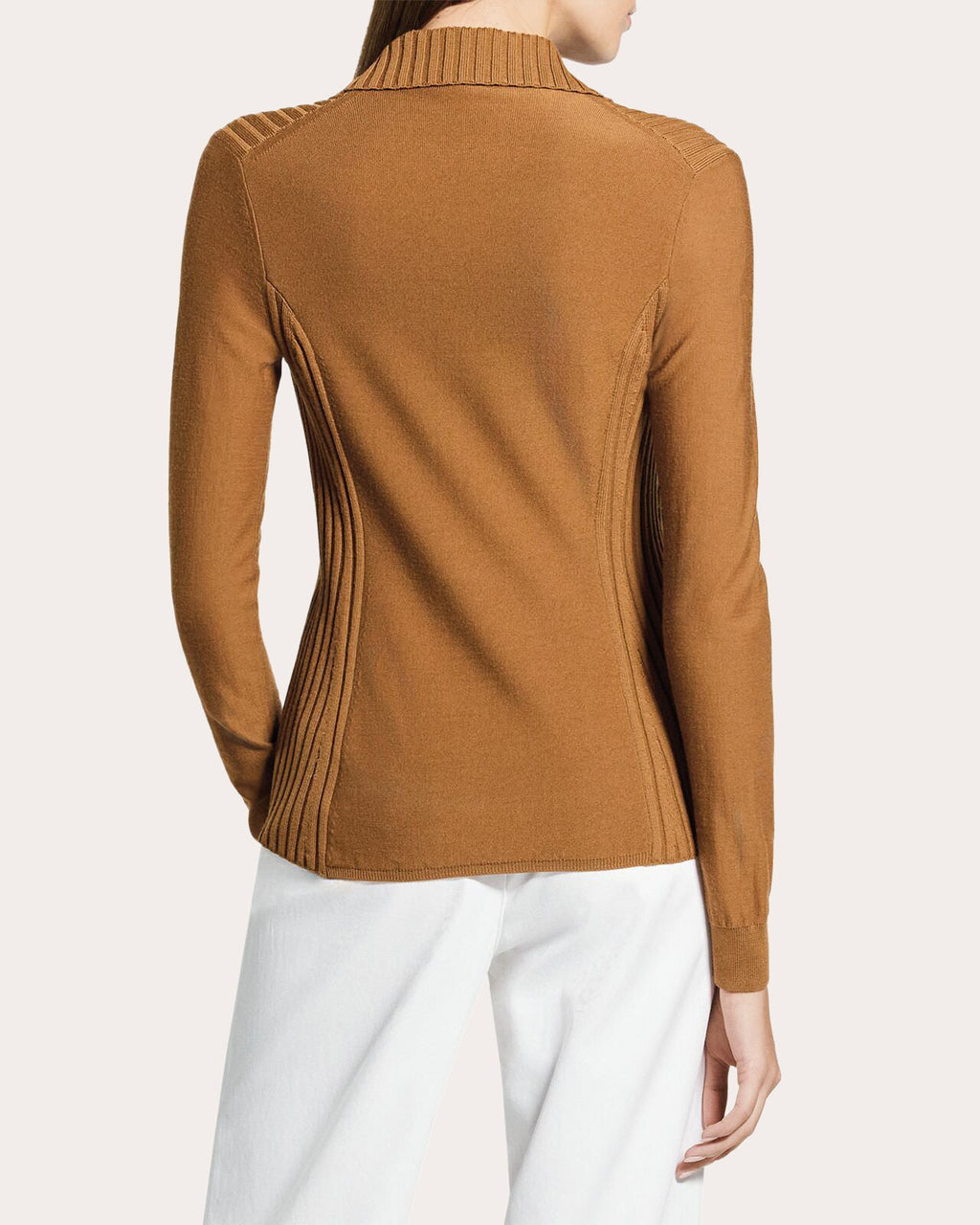 Ribbed Wool Collared Polo Sweater