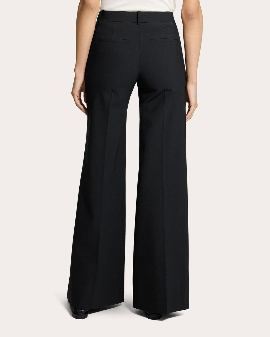 Fluid Wool Creased Flare Trousers