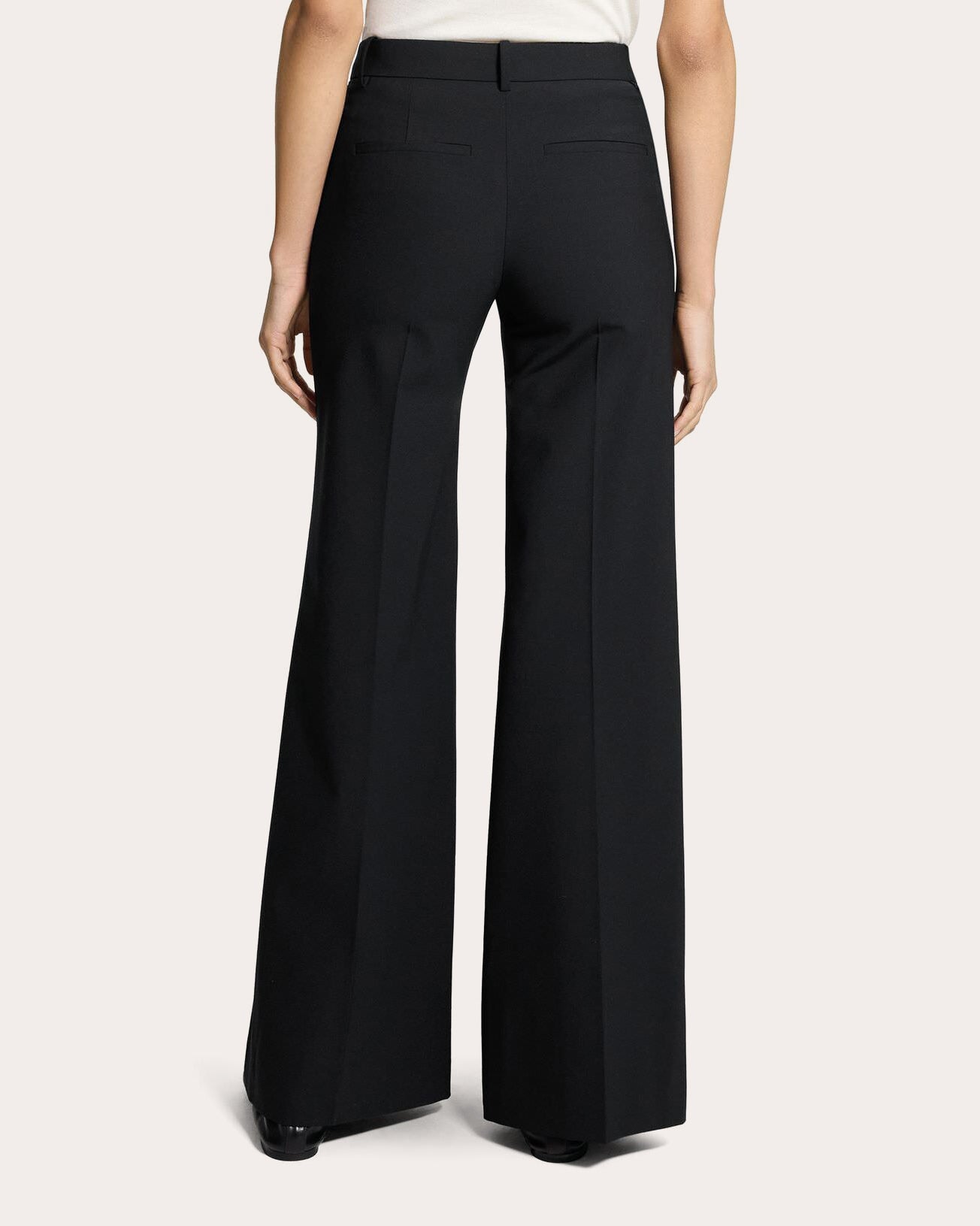 Fluid Wool Creased Flare Trousers