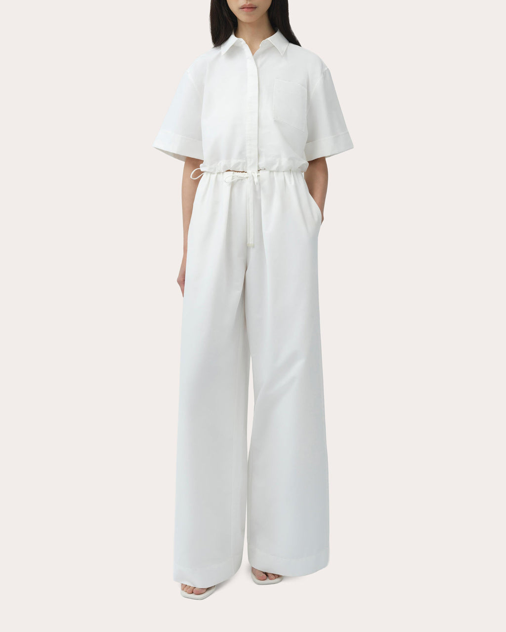 Ryett Cotton Faille Cropped Button-Up