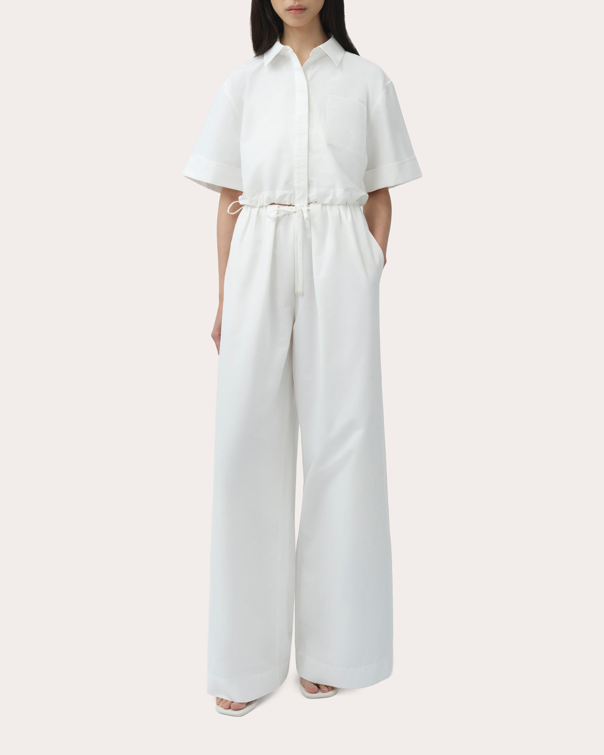 Ryett Cotton Faille Cropped Button-Up