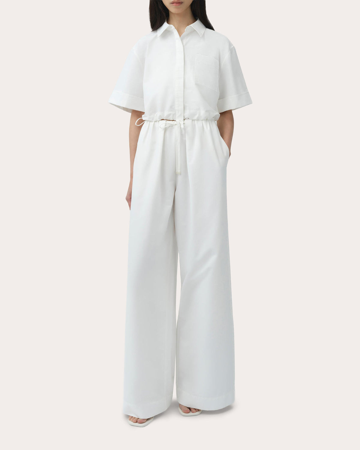 Rhea Cotton Faille Wide-Leg Pants