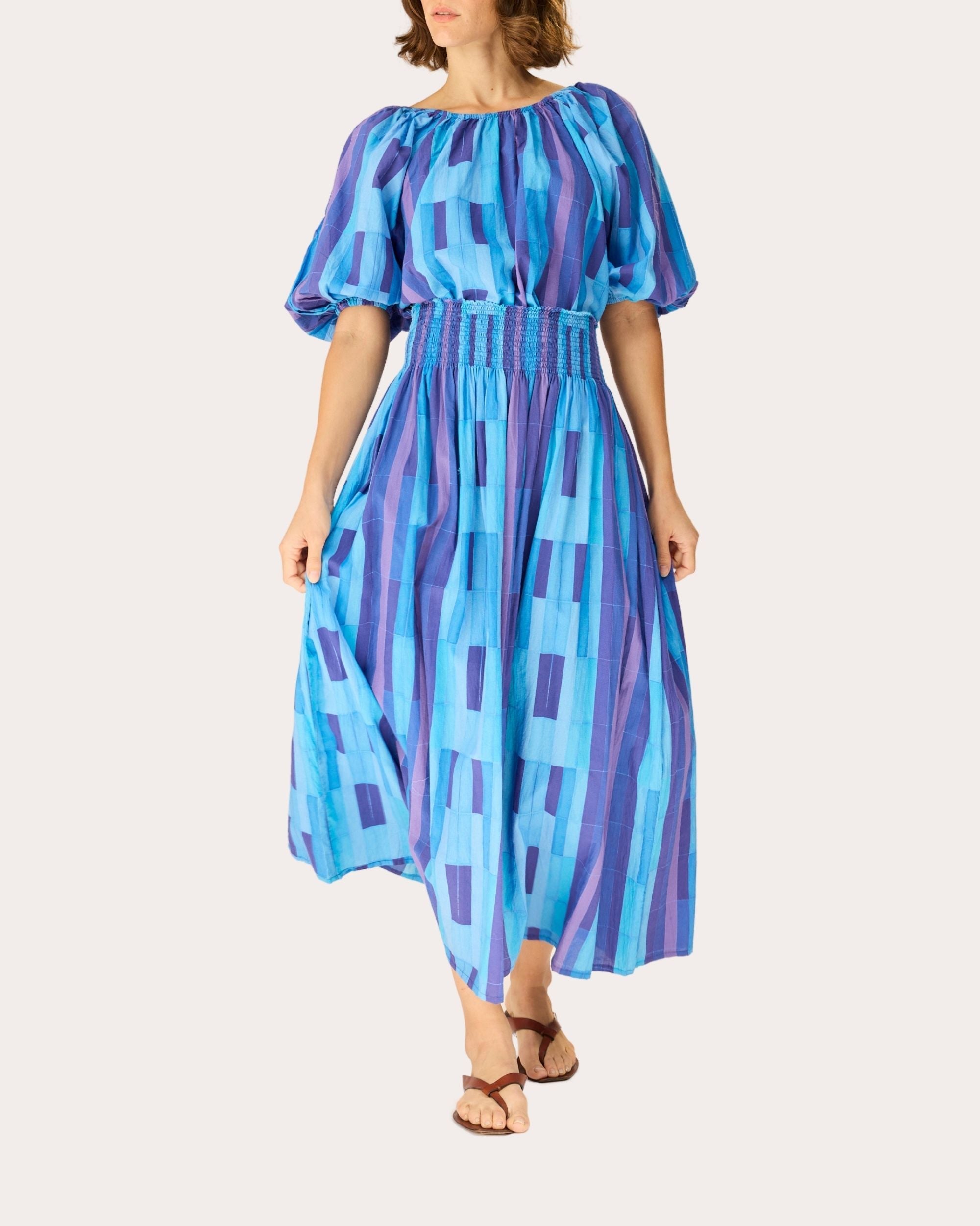 Ella Cotton Gathered Puff-Sleeve Top