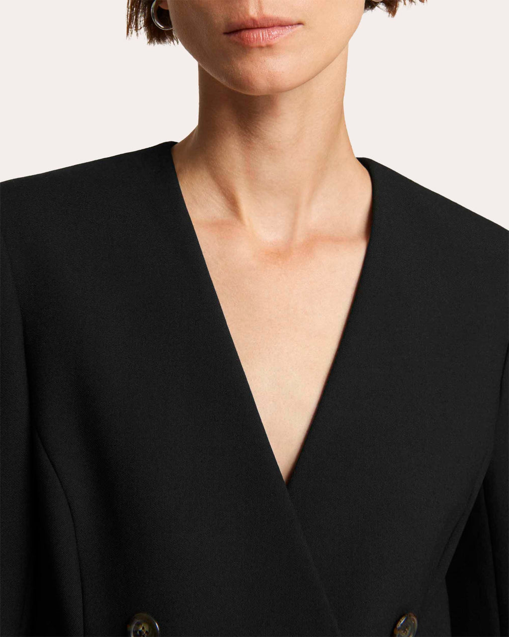 Heavy Wool Twill V-Neck Blazer