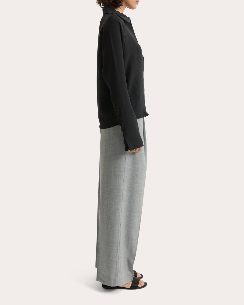Lea Silk Crepe Collared Shirt