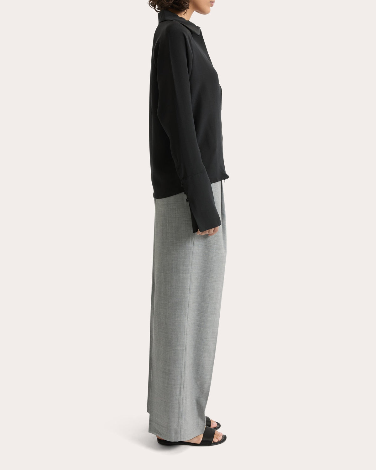 Lea Silk Crepe Collared Shirt