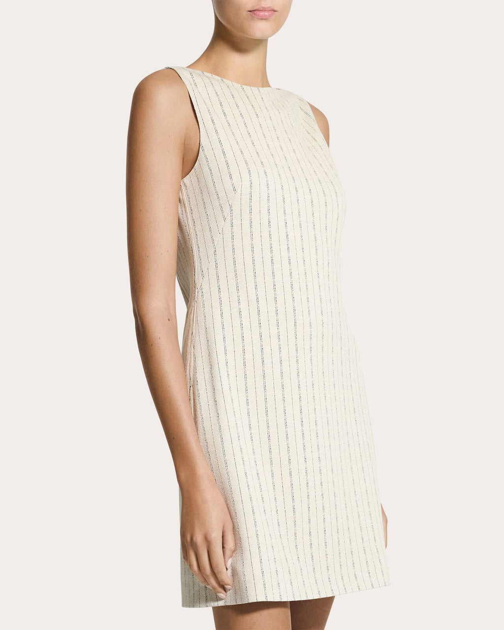 Stripe Sleeveless Boatneck Mini Dress