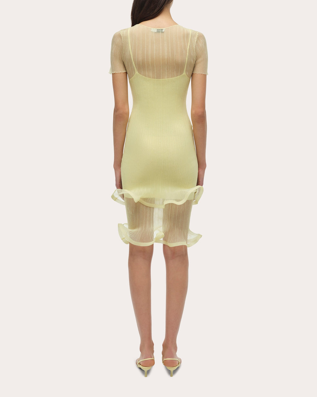 Jett Sheer Plissé Ruffle Mini Dress
