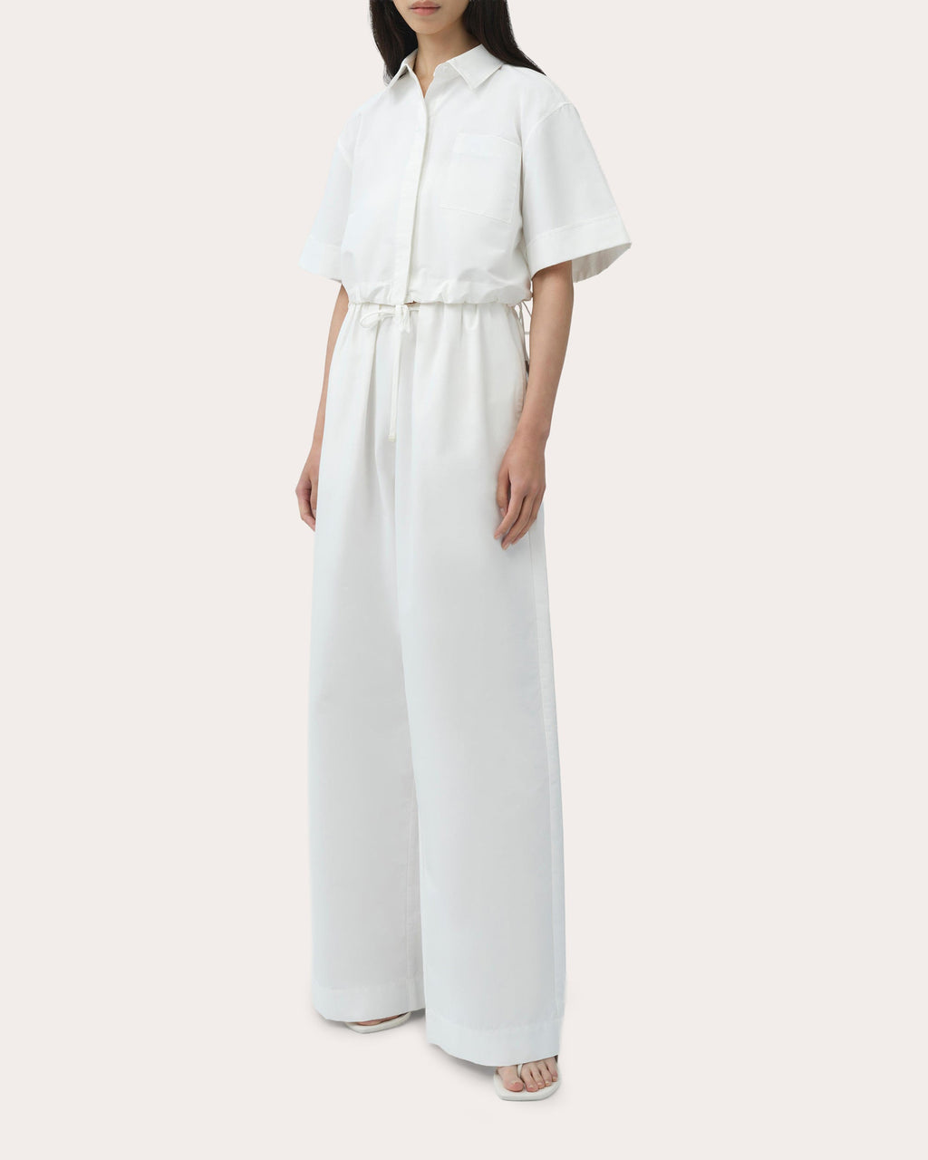 Rhea Cotton Faille Wide-Leg Pants