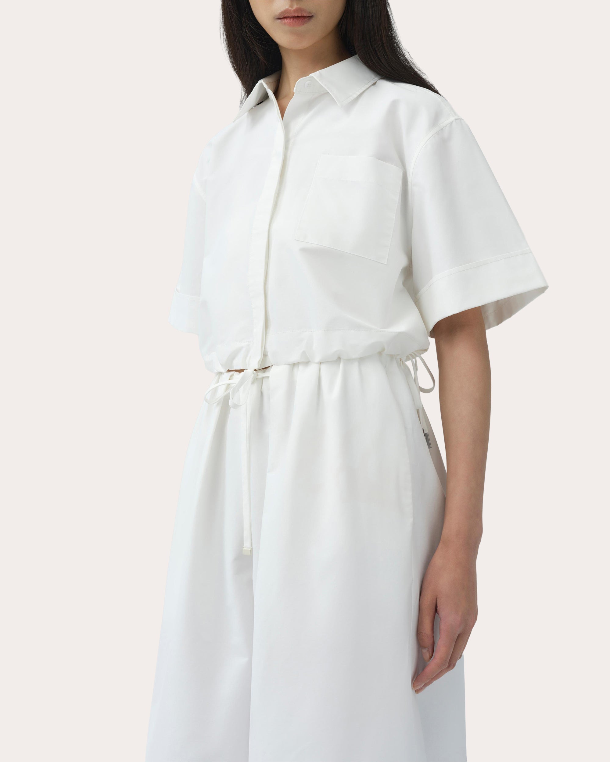 Ryett Cotton Faille Cropped Button-Up