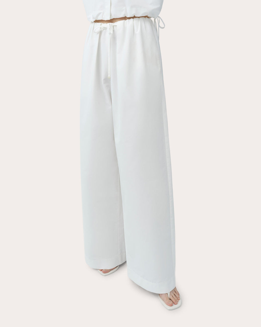Rhea Cotton Faille Wide-Leg Pants