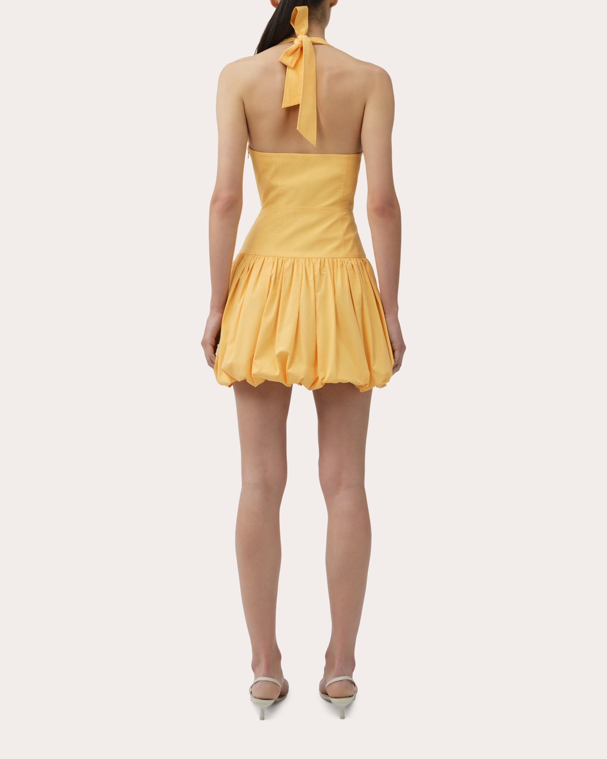 Brooke Poplin Bubble-Hem Halter Mini Dress