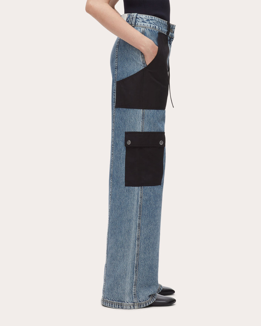 Cargo Combo Wide-Leg Jeans