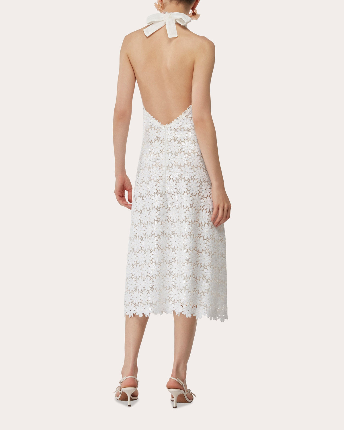 Gemma Floral Sequin Lace Halter Maxi Dress