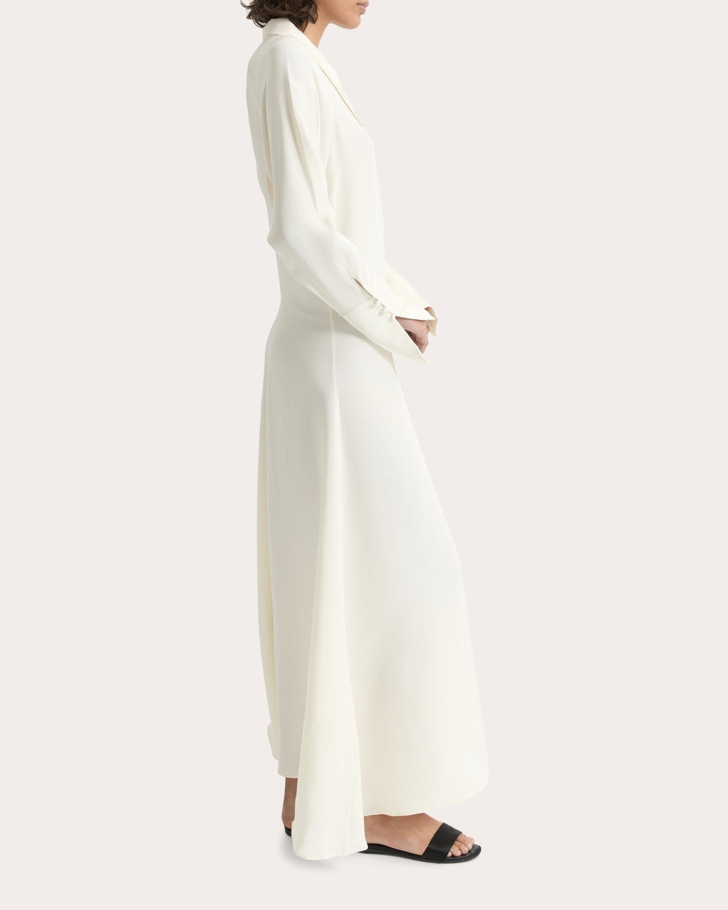 Lea Silk Crepe Collared A-Line Dress