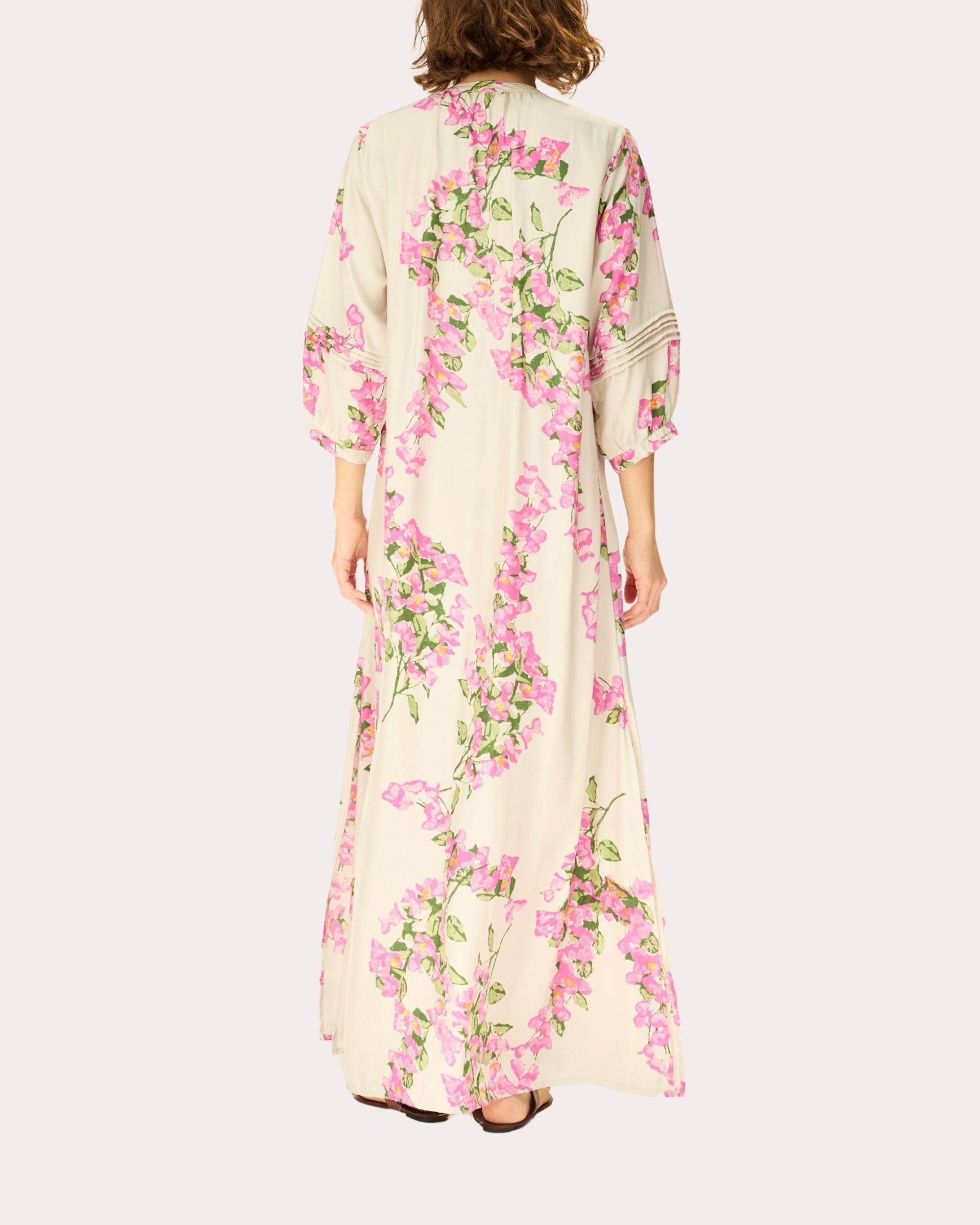 Sammie Floral Silk Pleated Button-Front Maxi Dress