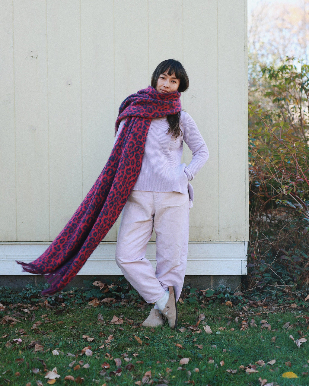 Cristobal Leopard Jacquard Cashmere Wool Fringed Scarf