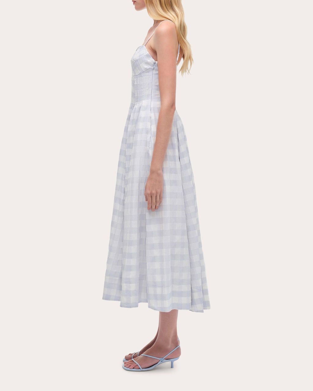Kittiya Gingham Cotton Fil-Coupe Pleated Midi Dress