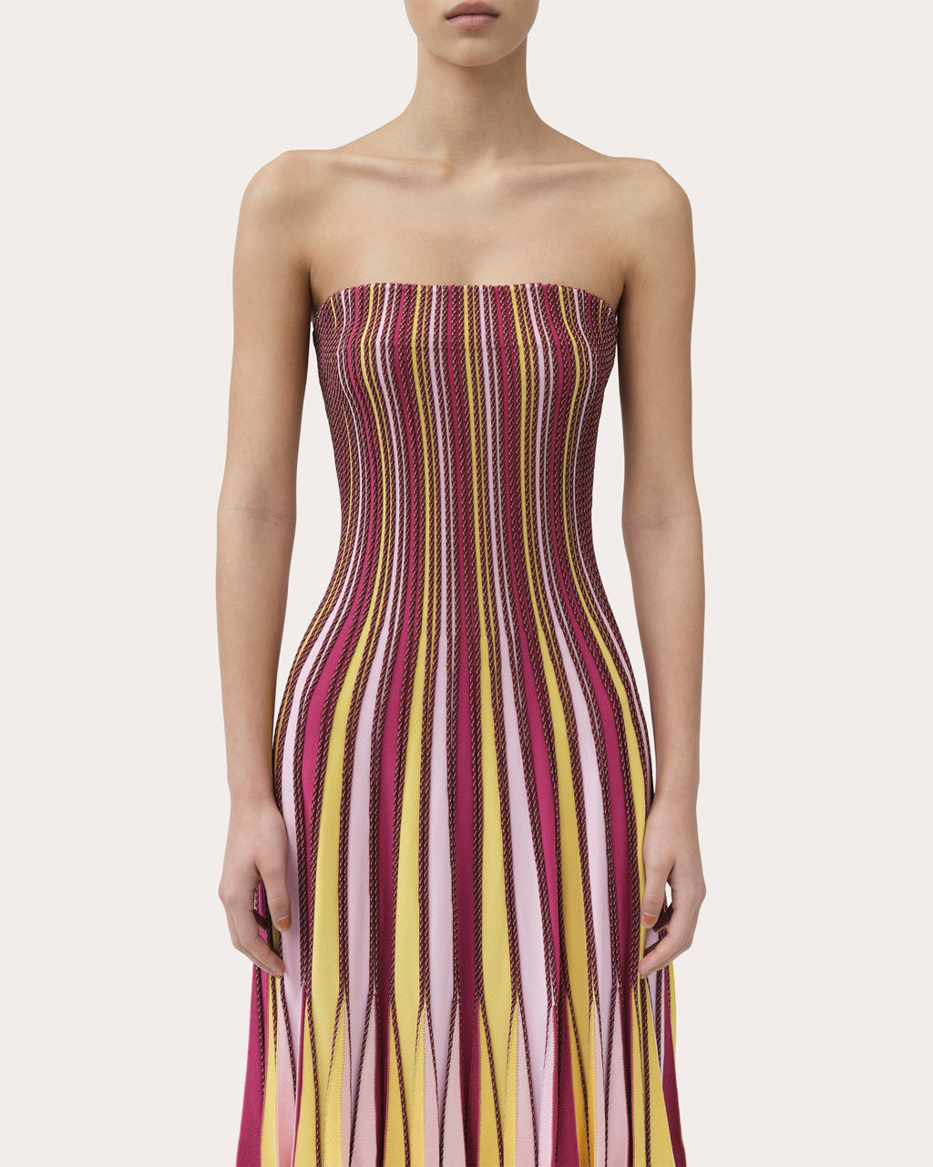 Soleil Stripe Knit Pleated Midi Dress