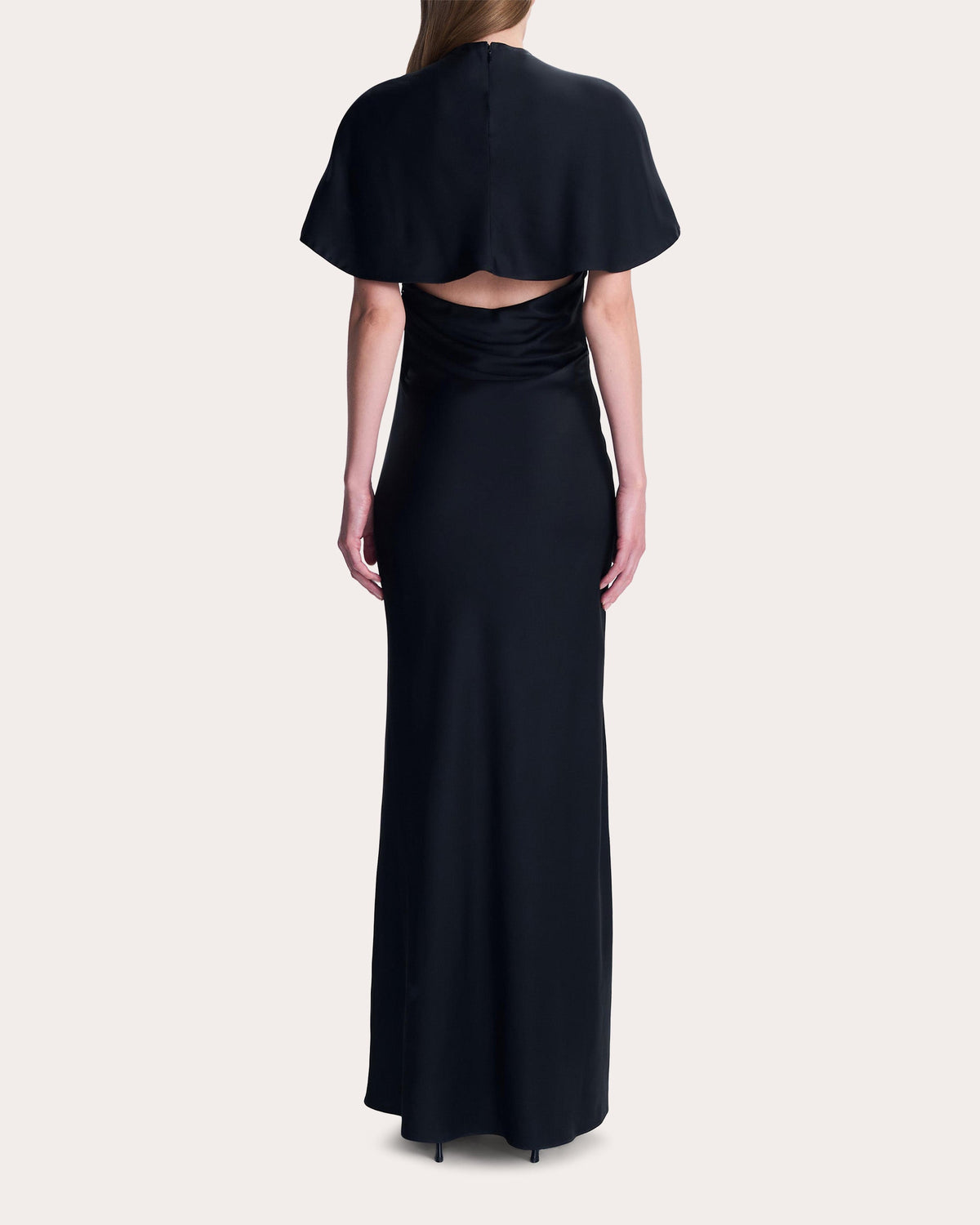 Annibelis Satin Draped Cape Gown