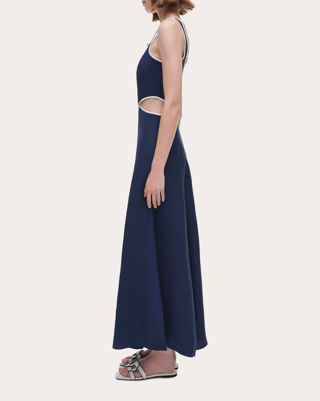 Amren Cutout Linen-Blend Midi Dress