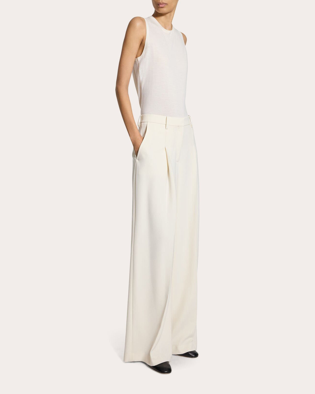 Admiral Crepe Pleated Wide-Leg Trousers
