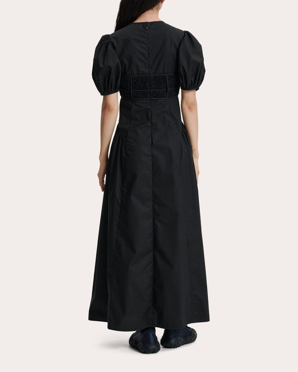Clementine Cotton Bustier Gathered Puff-Sleeve Dress