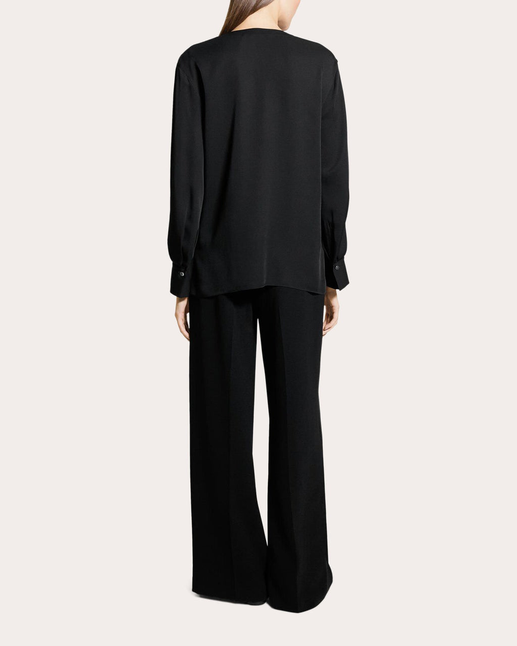 Silk Georgette Blouson-Sleeve Blouse