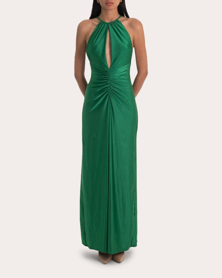 Edda Gathered Jersey Cutout Gown