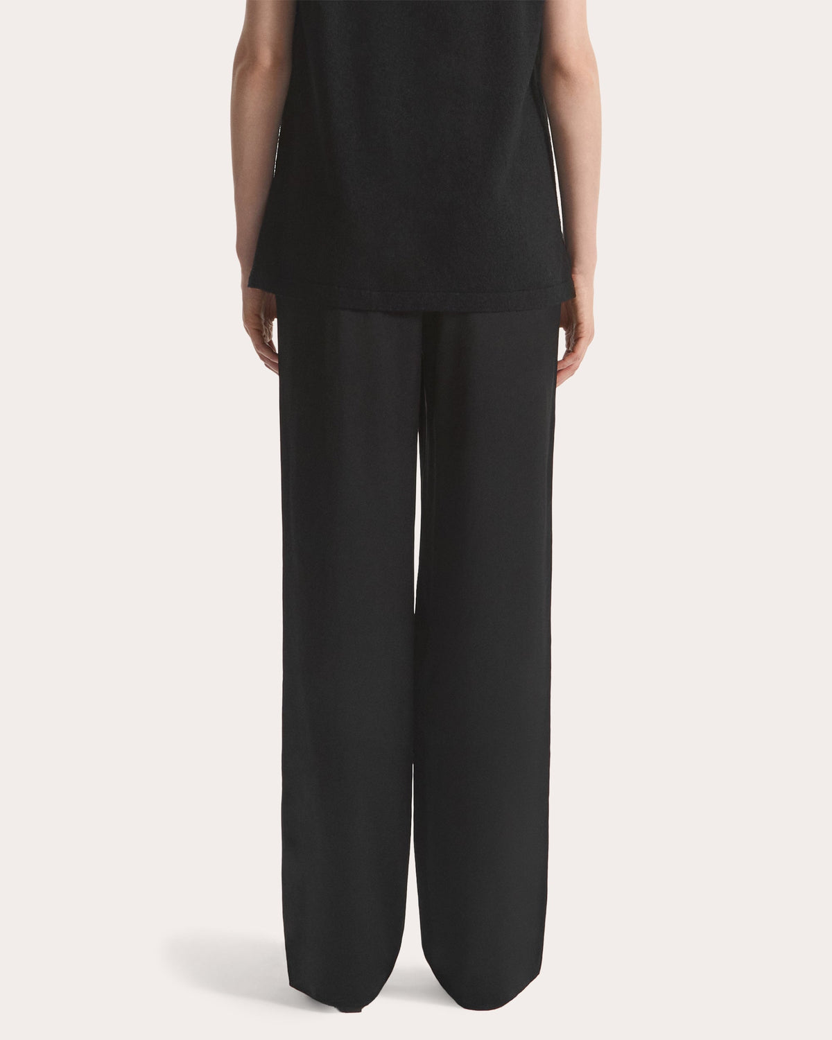 Silk Straight-Leg Pull-On Pants