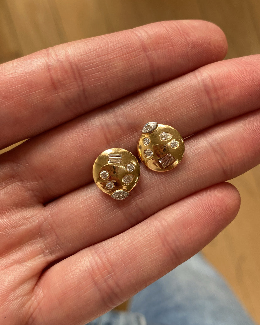 Diamond Disc Mini MéLange Stud Earrings