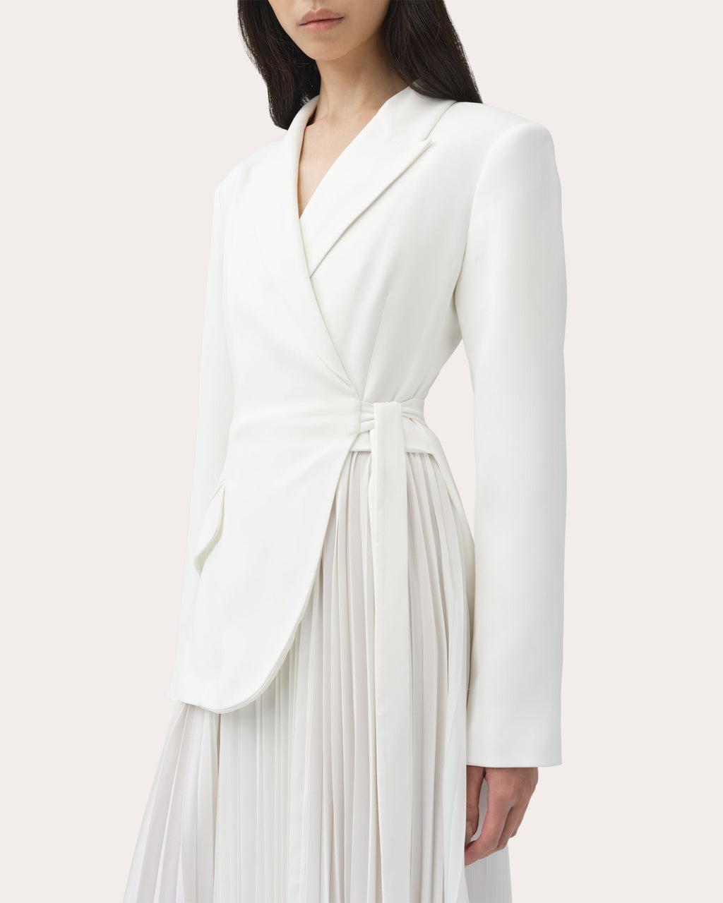 Ambretta Pleated Crepe Combo Midi Dress