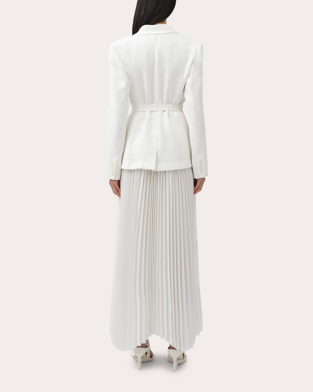 Ambretta Pleated Crepe Combo Midi Dress