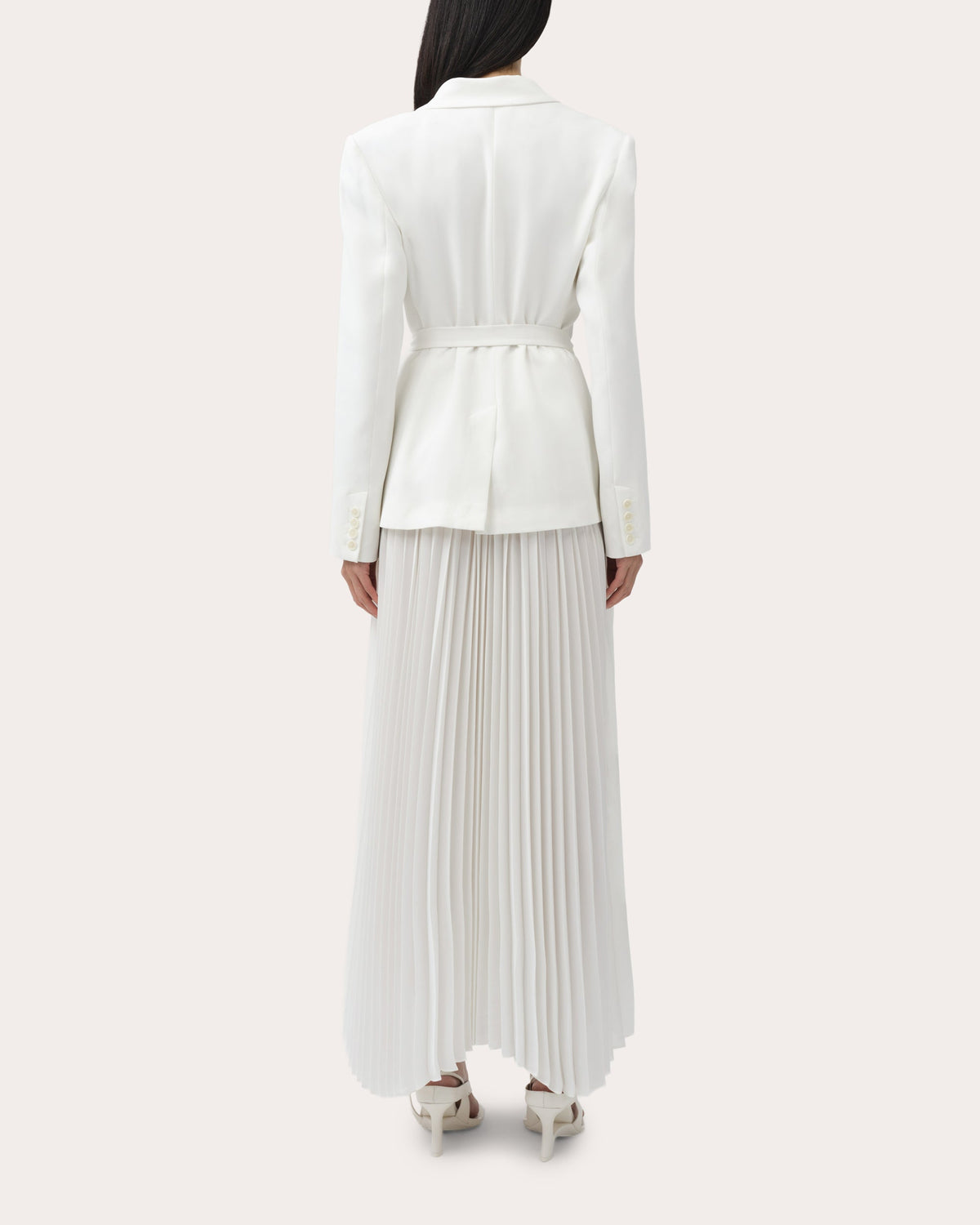 Ambretta Pleated Crepe Combo Midi Dress