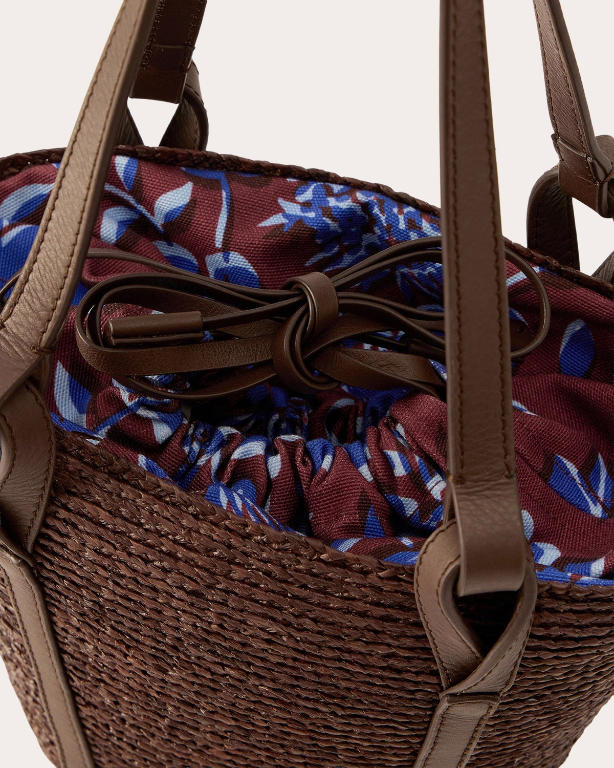 Bisou Braided Raffia and Liberty Print Mini Basket