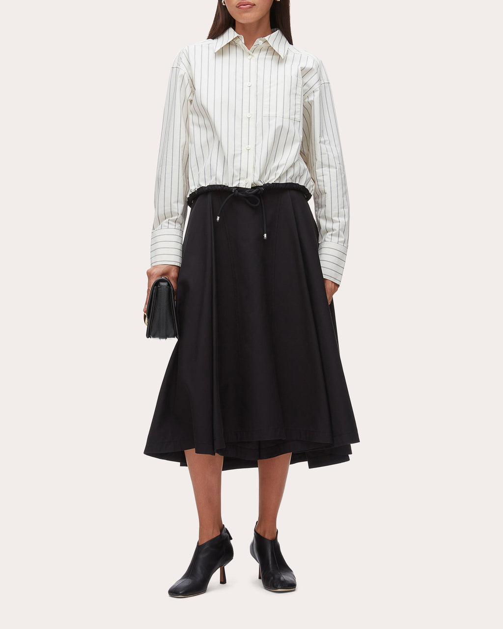 Stripe Poplin Drawcord Button-Up