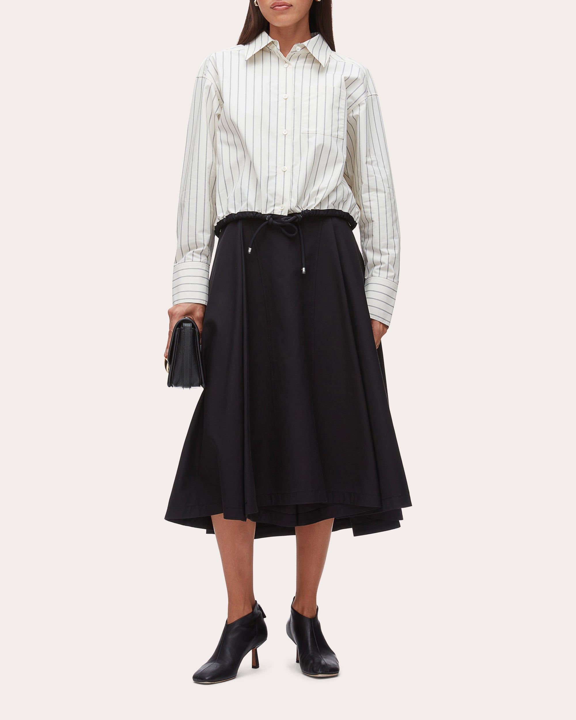 Stripe Poplin Drawcord Button-Up