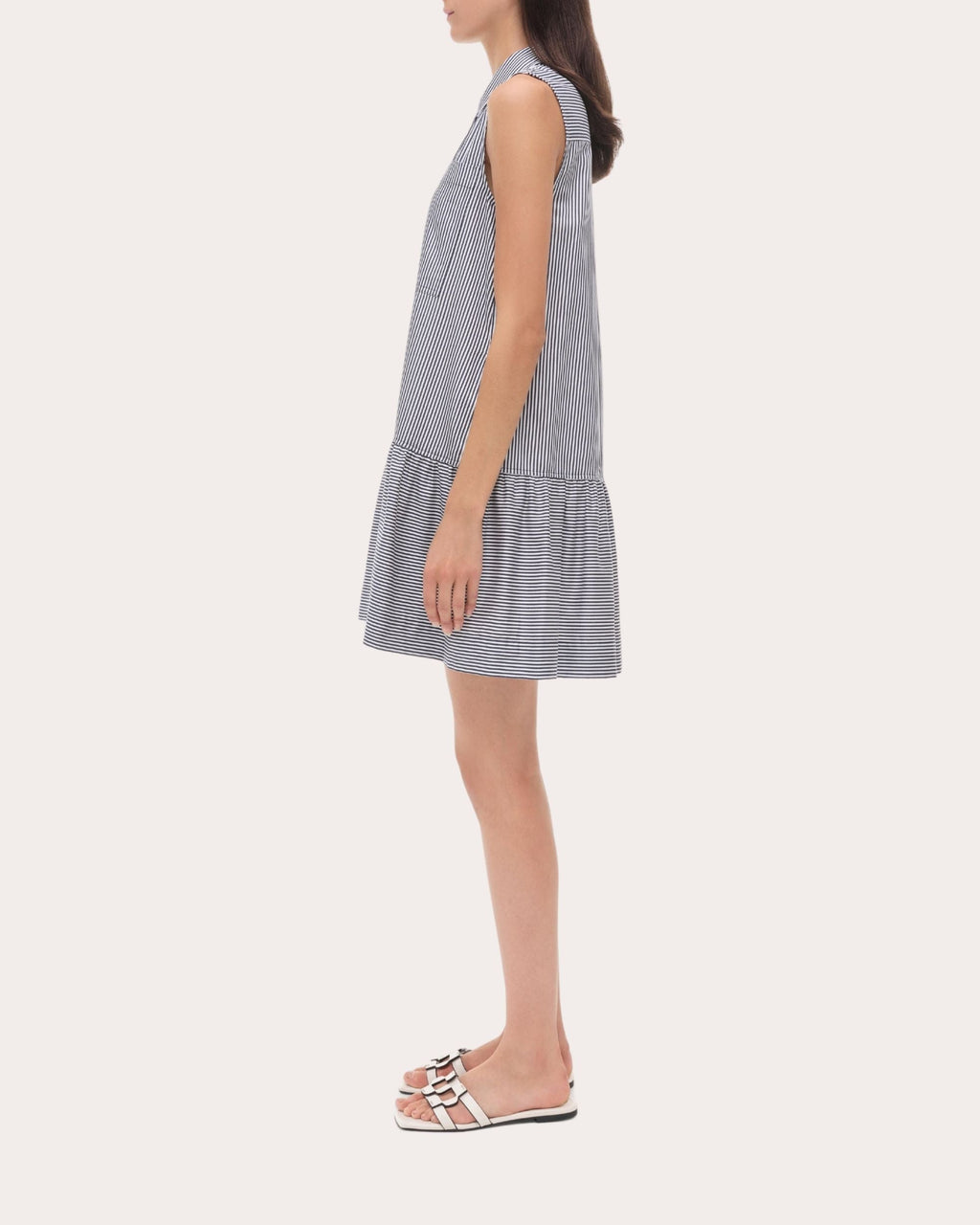 Candace Stripe Cotton Poplin Drop-Waist Shirt Dress