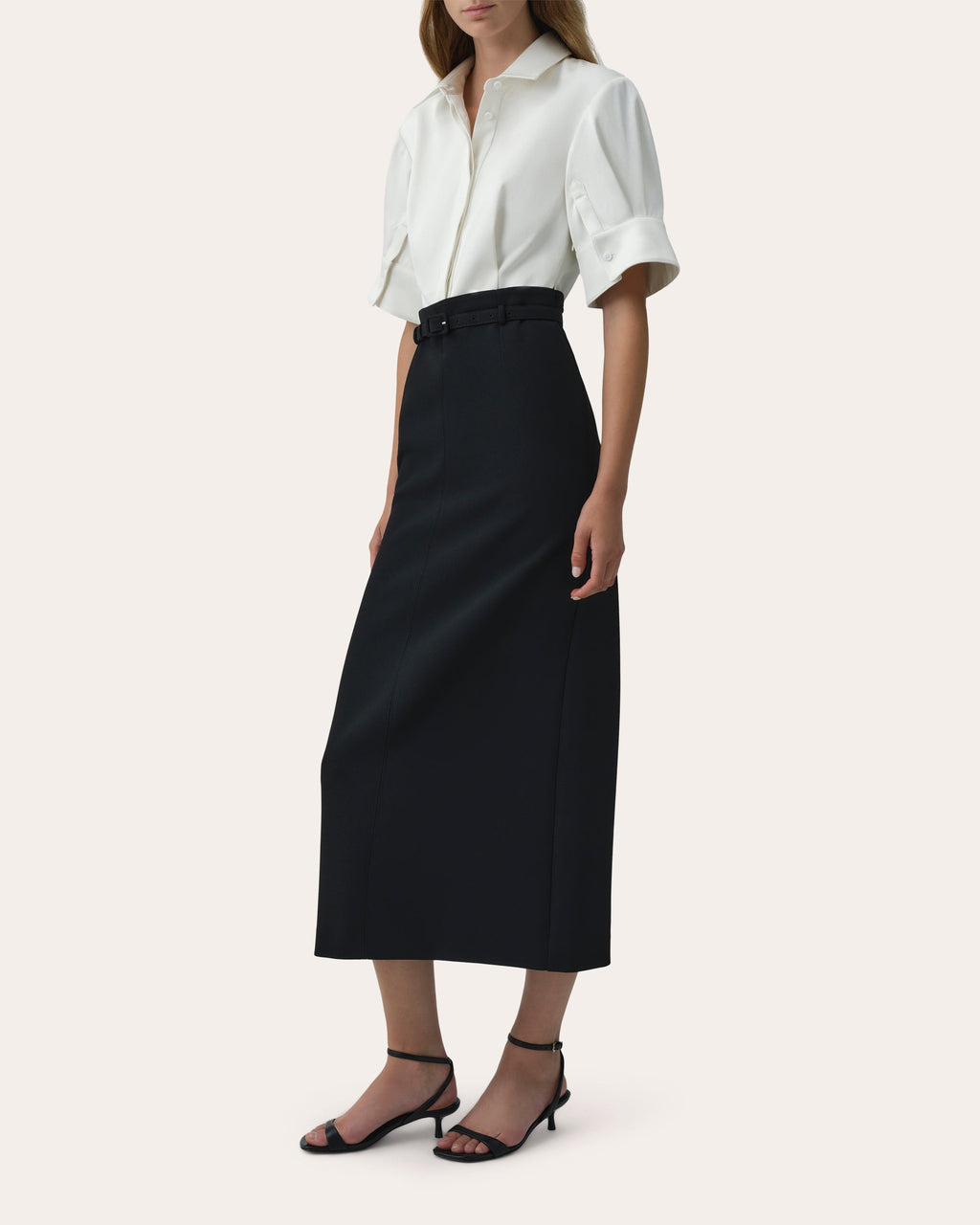 Alvera Twill Combo Midi Shirt Dress