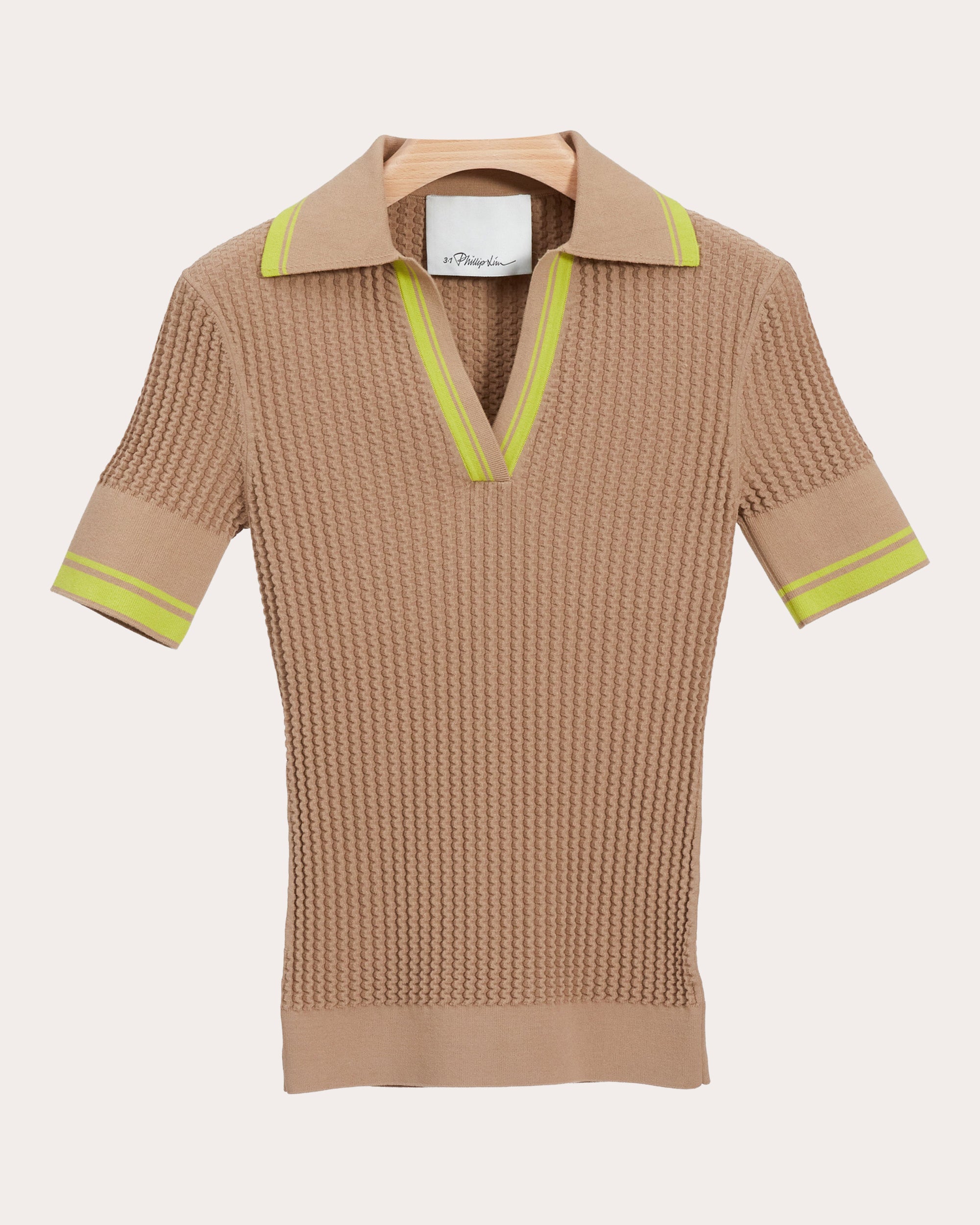 Textured Knit Polo Top