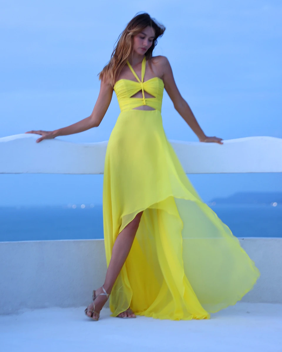 Leon Asymmetric Knotted Silk-Chiffon Dress