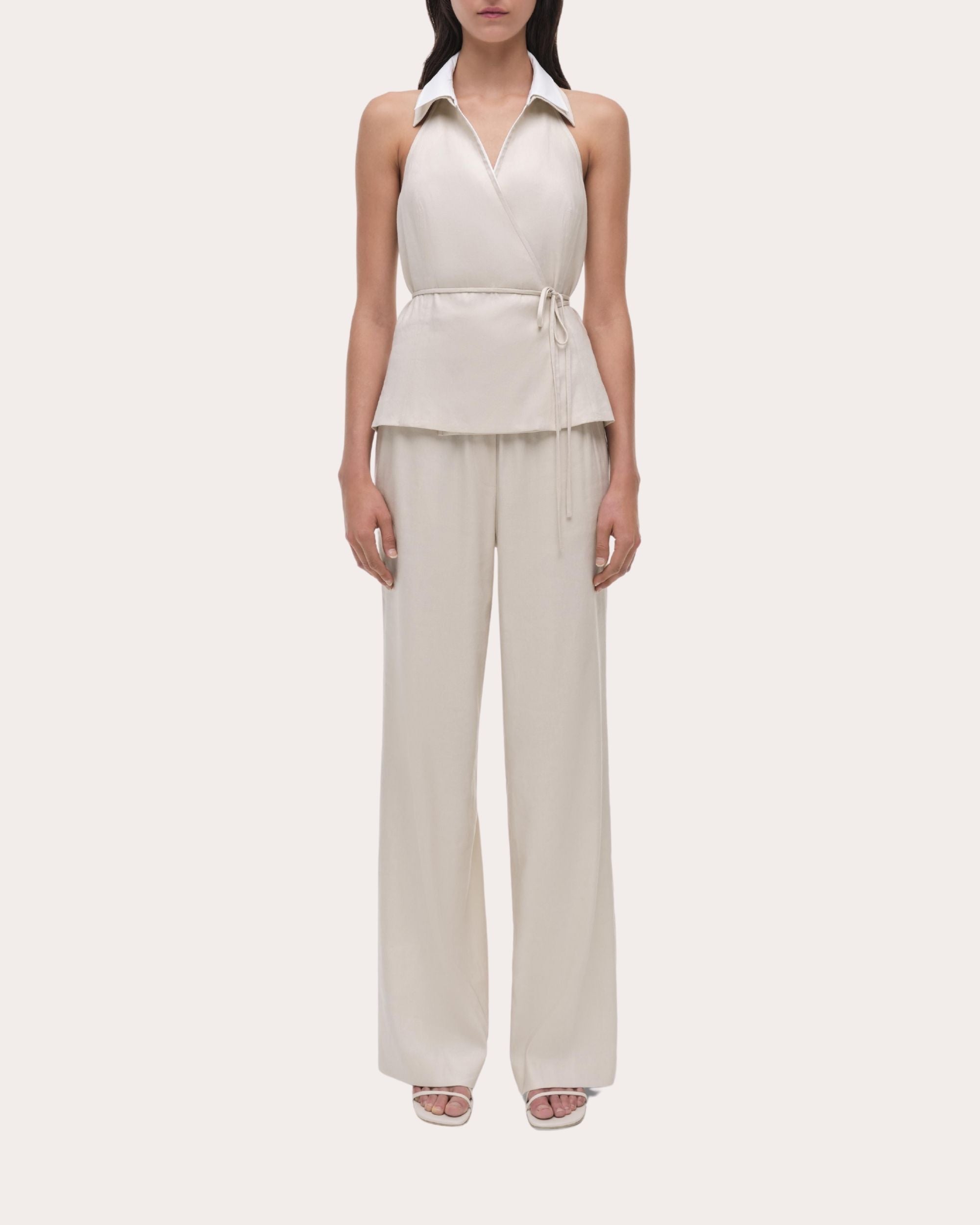 Campbell Collared Halter Wrap Shirt