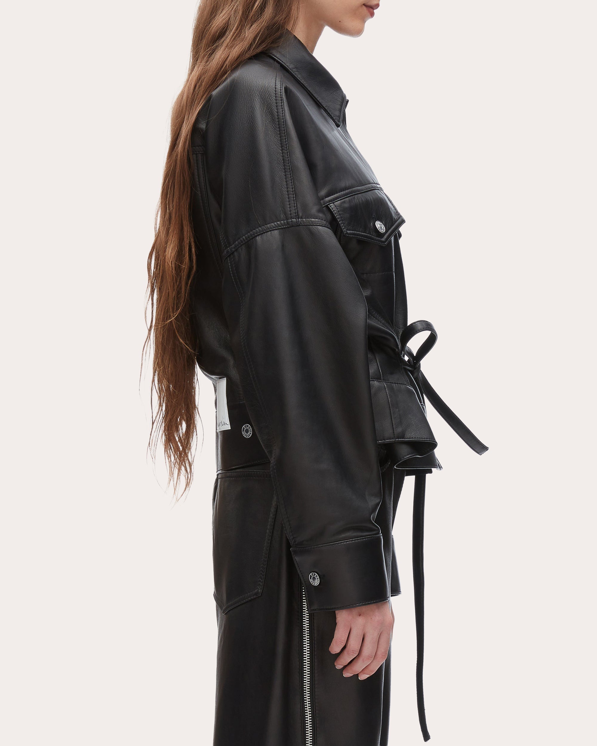 Boxy Plonge Leather Jacket