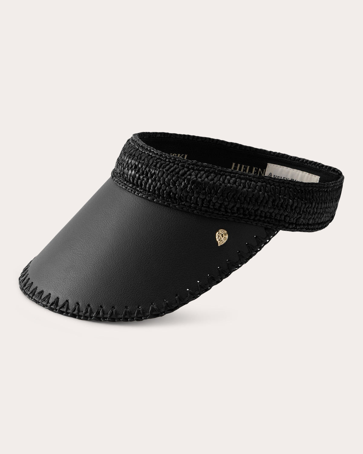 Deja Crocheted Raffia and Leather Visor