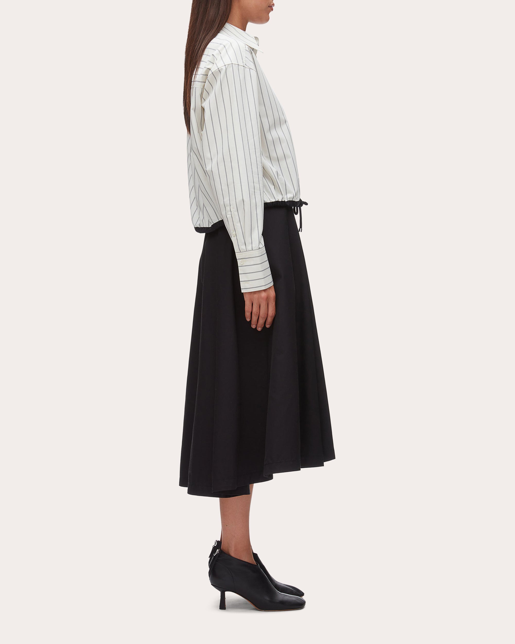 Stripe Poplin Drawcord Button-Up