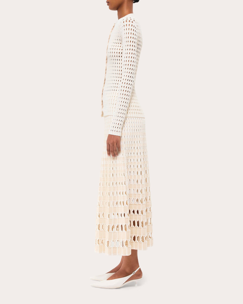 Larken Gingham Laser-Cut Midi Skirt